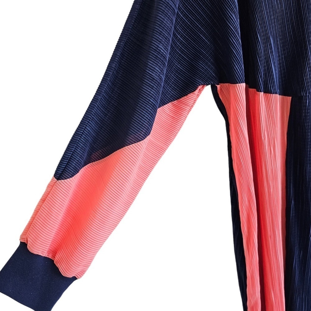 ASOS Curve colour block plisse sweat dress coral navy blue size 18 NWT - Picture 6 of 13